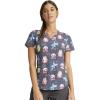 Cherokee Scrubs for Women Printed V-Neck Scrub Top with Modern Classic Fit with 2 Welt Pockets & Shirttail Hem – CK637(Science Friends)