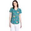 Cherokee Scrubs for Women Printed V-Neck Scrub Top with Modern Classic Fit with 2 Welt Pockets & Shirttail Hem – CK637(Sleigh My Name)