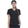 Cherokee Scrubs for Women V-Neck Top – Tuckable Contemporary Fit Top, Stretch Knit, Moisture-Wicking, Shirttail Hem – CK819(Black)