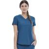 Cherokee Scrubs for Women V-Neck Top – Tuckable Contemporary Fit Top, Stretch Knit, Moisture-Wicking, Shirttail Hem – CK819(Caribbean Blue)