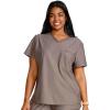 Cherokee Scrubs for Women V-Neck Top – Tuckable Contemporary Fit Top, Stretch Knit, Moisture-Wicking, Shirttail Hem – CK819(Iron)