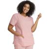 Cherokee Statement Women Scrubs Top Ribbed V-Neck CK695(Rose Petal)