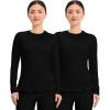 imageCherokee Underscrub Long Sleeve Womens Knit Tee Nursing Underscrubs Crew Neck Layering Top for Women  CK773Black  2 Pack