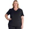 Cherokee V-Neck Scrub Top for Women with 2 Pockets Knit Insets and Notch at The Shirttail Hem for Comfort – CK837A(Black)