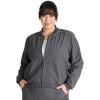 Cherokee Women Scrubs Jacket Zip Front Bomber CK349A(Heather Pewter)