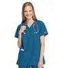 Cherokee Women Scrubs Top Workwear Originals Mock Wrap Tunic 4801(Caribbean Blue)
