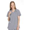 Cherokee Women Scrubs Top Workwear Originals Mock Wrap Tunic 4801(Grey)