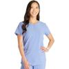 Cherokee Women’s Scrub Top Snap Front Henley with 2 Pockets and Center Back Length of 26″ – CK749A(Ciel)