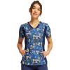 Cherokee iFlex Women Scrubs Top V-Neck Knit Panel CK641(Easily Emu-sed)