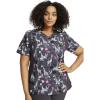 Cherokee iFlex Women Scrubs Top V-Neck Knit Panel CK641(Giraffe-ter My Love)