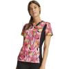 Cherokee iFlex Women Scrubs Top V-Neck Knit Panel CK641(Retro Blooms)