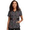 Infinity Contemporary Women’s V-Neck Print Scrub Top with 2 Pockets, Back Princess Seams, Shirttail Hem & Side Vents – CK771(Links of Love)