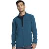 Infinity Men’s Zip Front Jacket Modern Fit Rib-Knit Panels with 3 Pockets and Knit Sleeve Panel CK332A(Caribbean Blue)