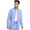 Infinity Men’s Zip Front Jacket Modern Fit Rib-Knit Panels with 3 Pockets and Knit Sleeve Panel CK332A(Ciel)