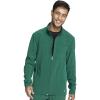 Infinity Men’s Zip Front Jacket Modern Fit Rib-Knit Panels with 3 Pockets and Knit Sleeve Panel CK332A(Hunter Green)