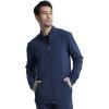 Infinity Men’s Zip Front Jacket Modern Fit Rib-Knit Panels with 3 Pockets and Knit Sleeve Panel CK332A(Navy)