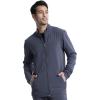 Infinity Men’s Zip Front Jacket Modern Fit Rib-Knit Panels with 3 Pockets and Knit Sleeve Panel CK332A(Pewter)