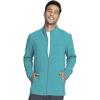 Infinity Men’s Zip Front Jacket Modern Fit Rib-Knit Panels with 3 Pockets and Knit Sleeve Panel CK332A(Teal Blue)