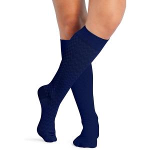 Cherokee Compression Socks for Women & Men – 8-15 mmHg Knee High, Lightweight Sublimation Print, 1 Pair FASHIONSUPPORT(Navy)