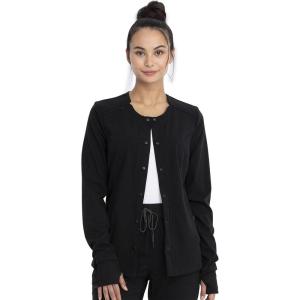 Cherokee Euphoria Women Warm Up Scrubs Jacket Snap Front CK387A(Black)