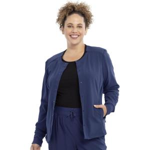 Cherokee Euphoria Women Warm Up Scrubs Jacket Snap Front CK387A(Navy)