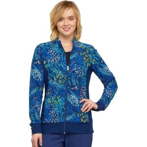 Cherokee Flexibles Women Warm Up Scrubs Jacket Zip Front Knit Panel CK308(Wild Confetti)