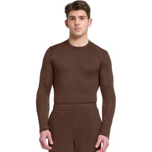 Cherokee Infinity Mens Long Sleeve Underscrub Top, Round Neck, Watch Slot Cuffs, Moisture Wicking 360 Stretch Fabric – IN608(Espresso Express)