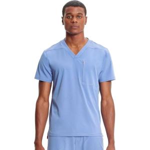 Cherokee Infinity Mens V-Neck Scrub Top, 1 Zip Chest Pocket, Rib-Knit Neckline, Side Vents – IN700A(Ciel)
