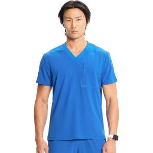 Cherokee Infinity Mens V-Neck Scrub Top, 1 Zip Chest Pocket, Rib-Knit Neckline, Side Vents – IN700A(Royal)