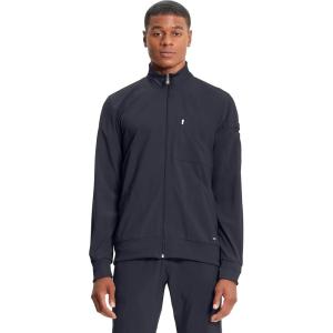 Cherokee Infinity Mens Zip Front Warm-Up Scrub Jacket, Modern Fit, 5 Pockets, Rib-Knit Panels Moisture Wicking – CK305A(Pewter)