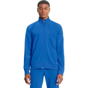 Cherokee Infinity Mens Zip Front Warm-Up Scrub Jacket, Modern Fit, 5 Pockets, Rib-Knit Panels Moisture Wicking – CK305A(Royal)