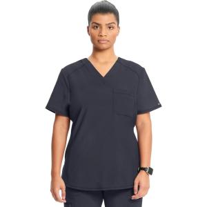Cherokee Infinity V-Neck Nurse Scrub Top for Women with Rib-Knit Panel and Tuckable CK687A(Pewter)