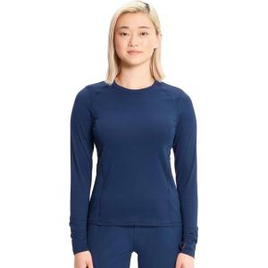 Cherokee Infinity Womens Long Sleeve Underscrub Top, Round Neck, Thumbholes, Moisture-Wicking 360° Stretch – IN640(Navy)