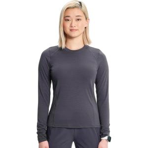 Cherokee Infinity Womens Long Sleeve Underscrub Top, Round Neck, Thumbholes, Moisture-Wicking 360° Stretch – IN640(Pewter)