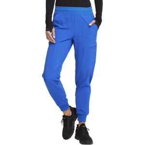Cherokee Infinity Womens Mid Rise Jogger Scrub Pants Rib-Knit Waist, 6 Pockets, 360° Stretch Moisture-Wicking – CK080A(Royal)