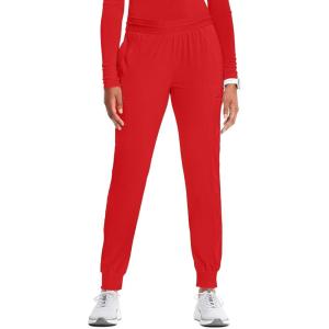 Cherokee Infinity Womens Pull-On Scrub Jogger Pants Mid Rise Bottoms, 4 Pockets, Elastic Waist Interior Drawstring – IN122A(Fire Bird)