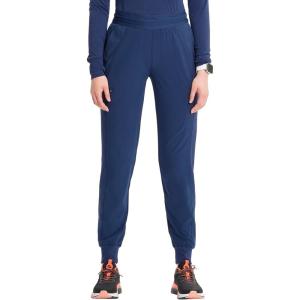 Cherokee Infinity Womens Pull-On Scrub Jogger Pants Mid Rise Bottoms, 4 Pockets, Elastic Waist Interior Drawstring – IN122A(Navy)