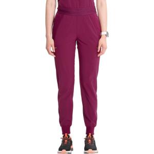 Cherokee Infinity Womens Pull-On Scrub Jogger Pants Mid Rise Bottoms, 4 Pockets, Elastic Waist Interior Drawstring – IN122A(Wine)
