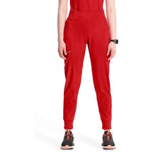 Cherokee Infinity Womens Scrub Jogger Pants, Mid Rise, Moisture Wicking, Wrinkle-Resistant, 360 Stretch, 5 Pockets – CK110A(Red)