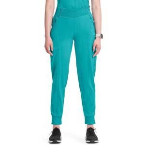 Cherokee Infinity Womens Scrub Jogger Pants, Mid Rise, Moisture Wicking, Wrinkle-Resistant, 360 Stretch, 5 Pockets – CK110A(Teal Blue)