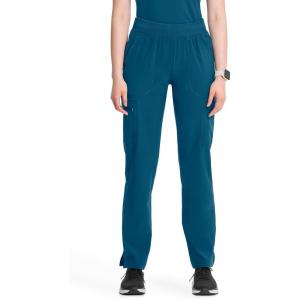 Cherokee Infinity Women’s Scrub Pant Mid Rise Tapered Leg Pull-on Bottom with Moisture Wicking & 360° Stretch Fabric CK065A(Caribbean Blue)