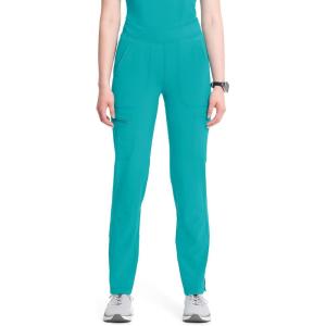 Cherokee Infinity Women’s Scrub Pant Mid Rise Tapered Leg Pull-on Bottom with Moisture Wicking & 360° Stretch Fabric CK065A(Teal Blue)