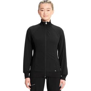 Cherokee Infinity Womens Zip Front Jacket With 2 Pockets Contemporary Fit Back Shoulder Yokes & Front Princess Seams- 2391A(Black)