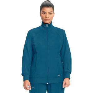 Cherokee Infinity Womens Zip Front Jacket With 2 Pockets Contemporary Fit Back Shoulder Yokes & Front Princess Seams- 2391A(Caribbean Blue)