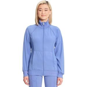 Cherokee Infinity Womens Zip Front Jacket With 2 Pockets Contemporary Fit Back Shoulder Yokes & Front Princess Seams- 2391A(Ciel)