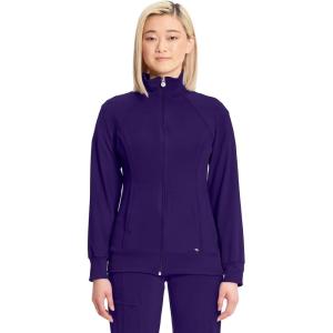 Cherokee Infinity Womens Zip Front Jacket With 2 Pockets Contemporary Fit Back Shoulder Yokes & Front Princess Seams- 2391A(Grape)