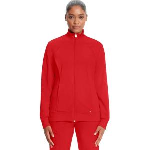 Cherokee Infinity Womens Zip Front Jacket With 2 Pockets Contemporary Fit Back Shoulder Yokes & Front Princess Seams- 2391A(Red)