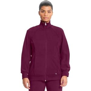 Cherokee Infinity Womens Zip Front Jacket With 2 Pockets Contemporary Fit Back Shoulder Yokes & Front Princess Seams- 2391A(Wine)