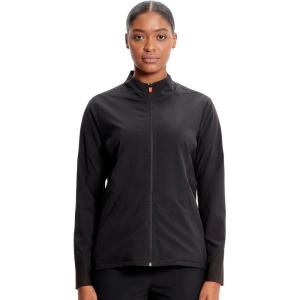 Cherokee Infinity Womens Zip Front Scrub Jacket, Contemporary Fit, Stand-Up Collar, 2 Pockets, Back yoke seams – IN320A(Black)