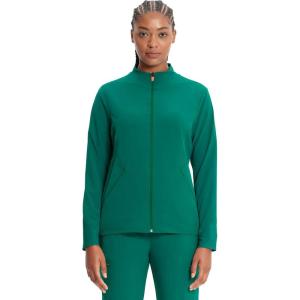 Cherokee Infinity Womens Zip Front Scrub Jacket, Contemporary Fit, Stand-Up Collar, 2 Pockets, Back yoke seams – IN320A(Hunter)